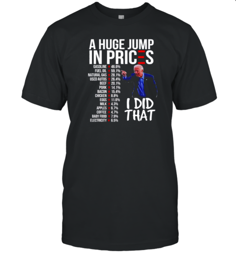 Biden a huge jump in prices gasoline fuel oil natural gas used autos I did that T-Shirt