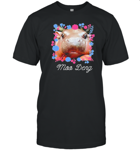 The Cute Baby Hippo Moo Deng Bouncy Pig In Thai Picture T-Shirt