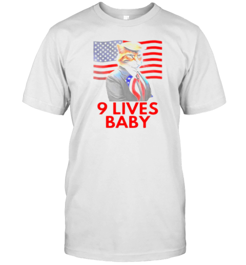 Original Cat In Suite With Trump Hair American Flag Nine Lives Baby T- Classic Men's T-shirt