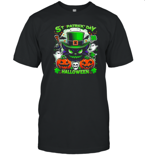 St. Patricks Day Halloween Cat T-Shirt