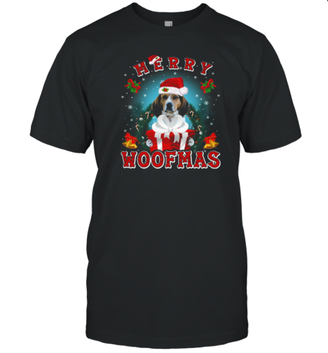 Woof Xmas  Treeing Walker Coonhound V Neck T-Shirt