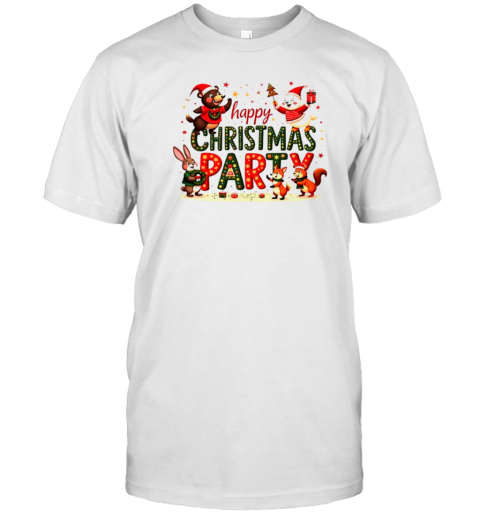 Cartoon Happy Christmas Party 2024 Christmas Farm Animal T-Shirt