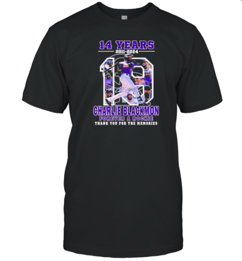 Original Colorado Rockies Charlie Blackmon Forever A Rookie Thank You For 14 Years Signature T- Classic Men's T-shirt