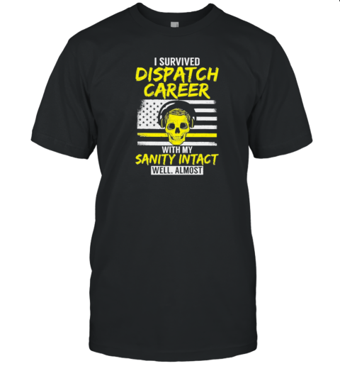 Retired Dispatcher 911 Thin Yellow Line Patriotic US Flag T-Shirt