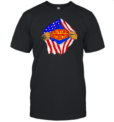 Super Driving Instructor Hero Job US Flag T-Shirt