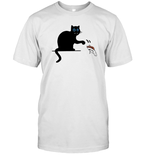 Carolina Panthers Black Cat Push Denver Broncos Logo T-Shirt