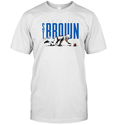 Amon Ra St Brown Detroit Lions Crawling Celebration Signature T-Shirt