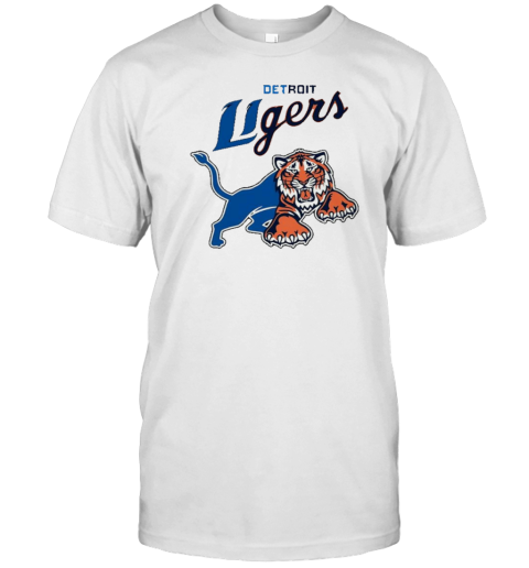 Detroit Lions Tigers Half Logo Parody T-Shirt