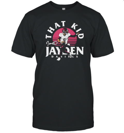 Jayden Daniels Washington That Kid Football Retro Signature T-Shirt