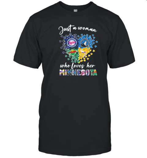 Just A Woman Who Loves Her Minnessota Sport Teams Logo Heart T- Classic Men's T-shirt