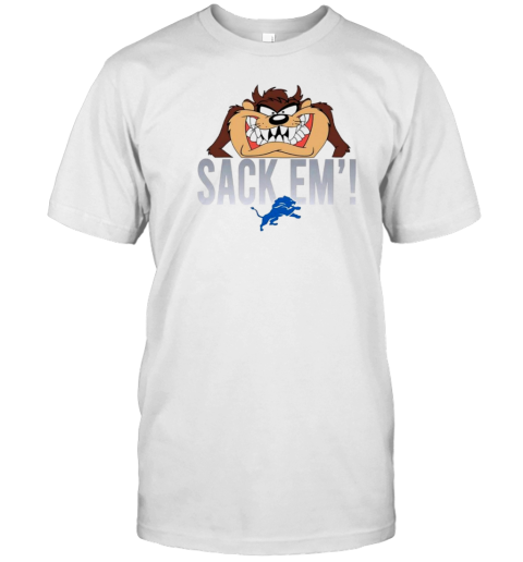 Looney Tunes Taz Sack Em Detroit Lions Logo T- Classic Men's T-shirt