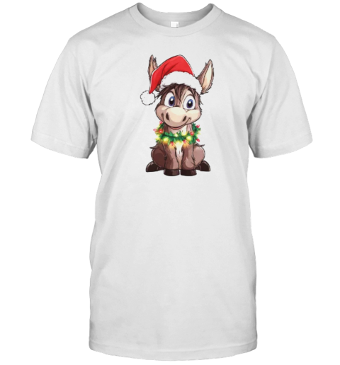 Cute Christmas Donkey Wearing Christmas Lights T- Classic Men's T-shirt