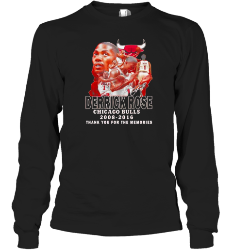 Derrick Rose Chicago Bulls 2008 2016 Thank You For The Memories Signature T- Long Sleeved T-shirt 