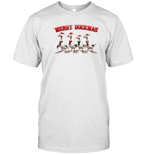 Merry Duckmas Christmas Cute Ducks Santa Hat T-Shirt