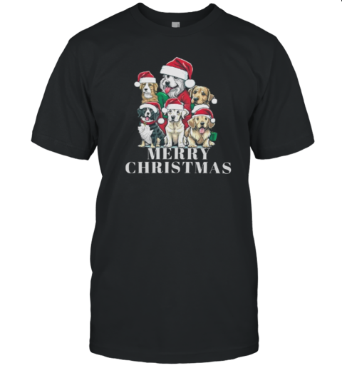 Red Illustrative Dogs Merry Christmas Active T-Shirt