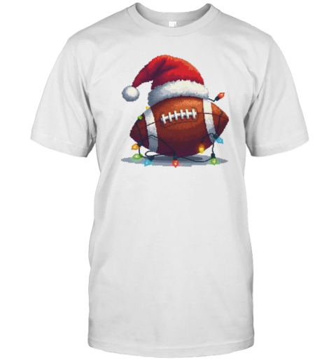 Santa Football With Christmas Lights Pixel Art T- Classic Men's T-shirt