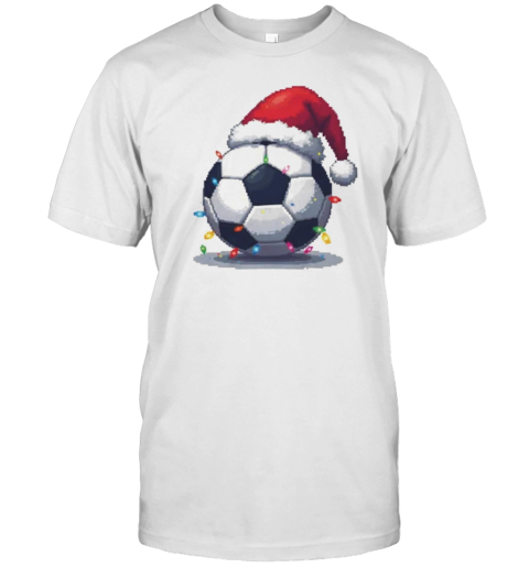 Santa Soccer Ball With Christmas Lights Pixel Art T- Classic Men's T-shirt