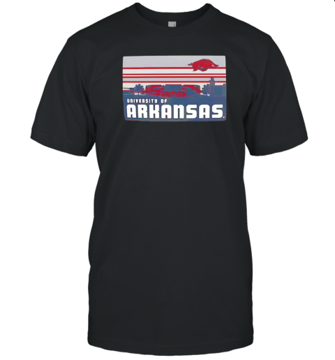 Arkansas Razorbacks University Campus Skyline Retro T-Shirt