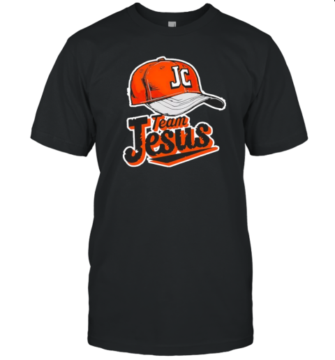 Christian Clothing Team Jesus Orange Baseball Hat Retro T-Shirt