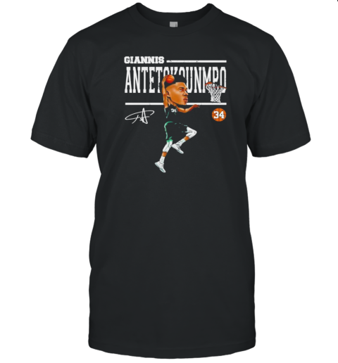 Giannis Antetokounmpo Cartoon Basketball Signature T-Shirt