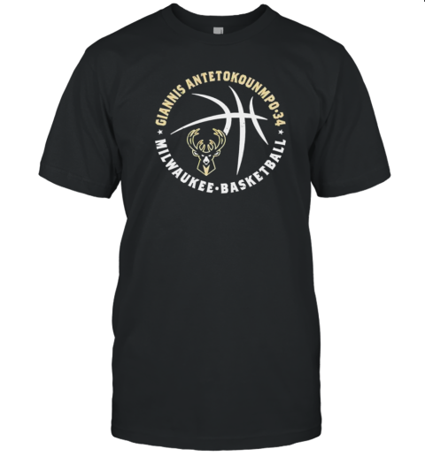 Giannis Antetokounmpo Milwaukee Bucks Player Ball Basketball T-Shirt