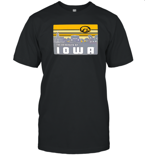 Iowa Hawkeyes University Campus Skyline Retro T-Shirt