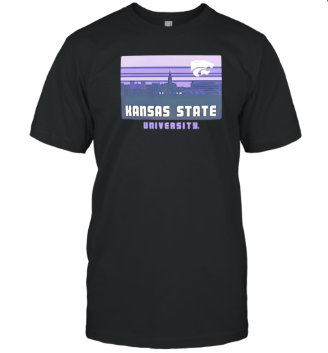 Kansas State Wildcats University Campus Skyline Retro T-Shirt