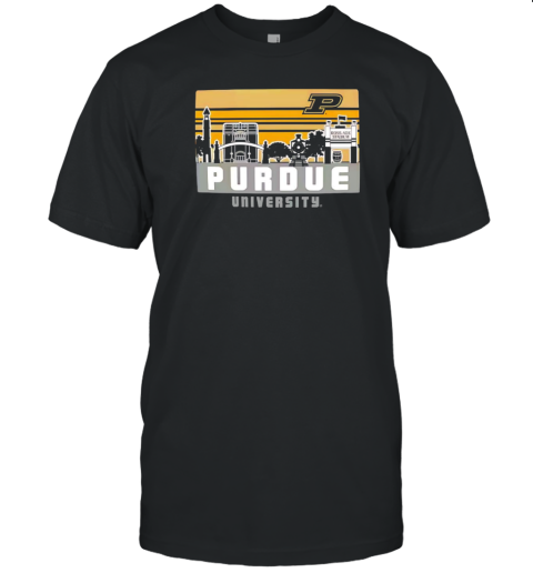 Purdue Boilermakers University Campus Skyline Retro T-Shirt