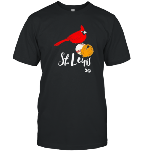 Saint Louis Red Cardinal Number 50 Baseball Art T-Shirt