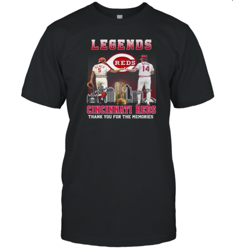 Cincinnati Reds The Legends Peter Rose Johnny Bench Thank You For The Memories Signatures T-Shirt