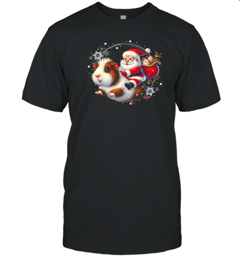 Santa On Guinea Pig Funny Christmas T-Shirt