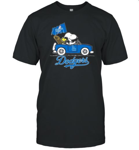 Snoopy And Woodstock X Los Angeles Dodgers October Driving Car 2024 T-Shirt