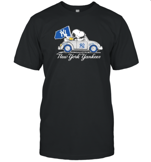 Snoopy And Woodstock X New York Yankees October Driving Car 2024 T-Shirt