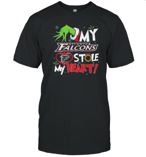 Grinch Hand My Atlanta Falcons Stole My Heart Football 2024 T-Shirt