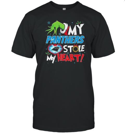 Grinch Hand My Carolina Panthers Stole My Heart Football 2024 T-Shirt