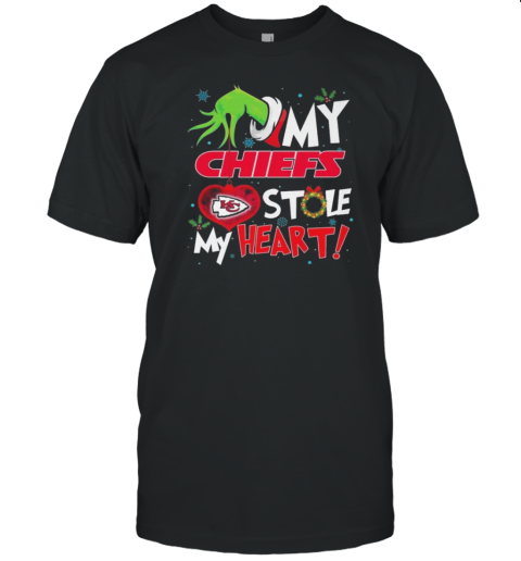 Grinch Hand My Kansas City Chiefs Stole My Heart Football 2024 T-Shirt