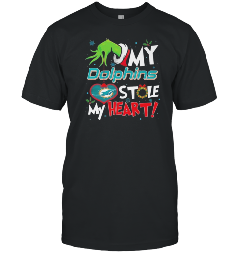 Grinch Hand My Miami Dolphins Stole My Heart Football 2024 T-Shirt