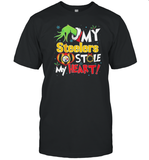 Grinch Hand My Pittsburgh Steelers Stole My Heart Football 2024 T-Shirt