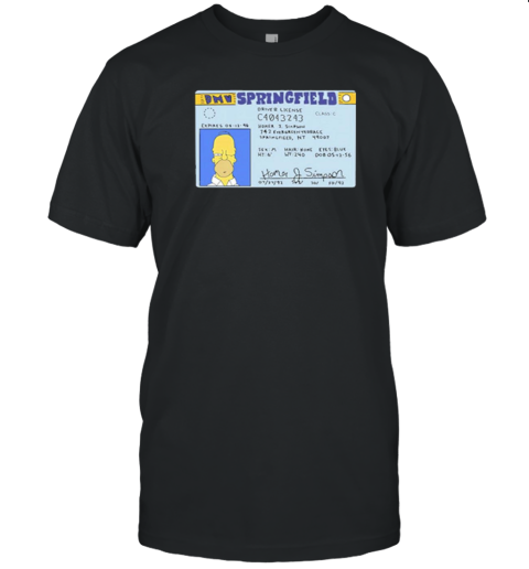 Homer J. Simpson Drivers License T-Shirt