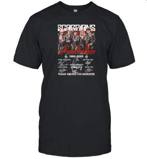 Scorpions Coming 60Th Anniversary 1965 2025 Thank You For The Memories Signatures T-Shirt