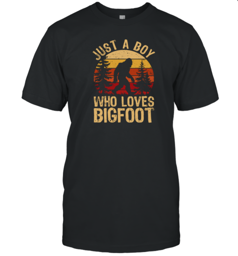 Bigfoot Enthusiast Retro Sunset Forest Silhouette T-Shirt