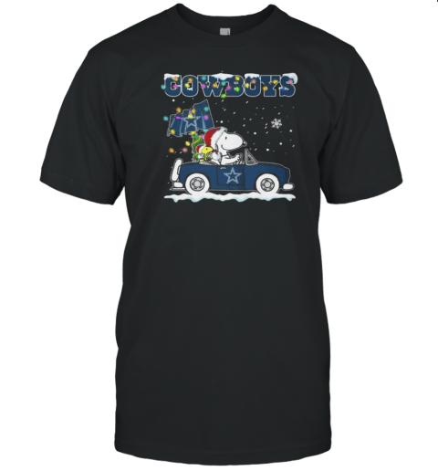 Dallas Cowboys Peanuts Snoopy Car Cartoon Sports Christmas 2024 T-Shirt