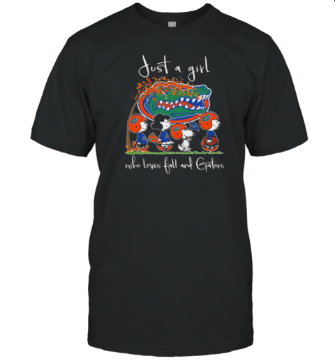 Peanuts Characters Just A Girl Who Loves Fall And Florida Gators 2024 T-Shirt