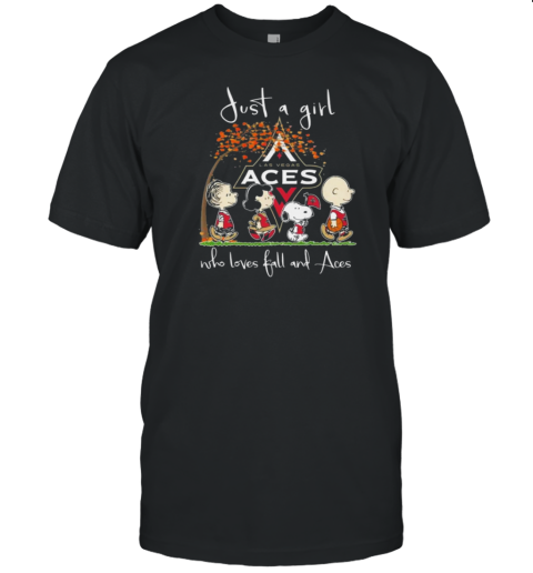 Peanuts Characters Just A Girl Who Loves Fall And Las Vegas Aces 2024 T-Shirt