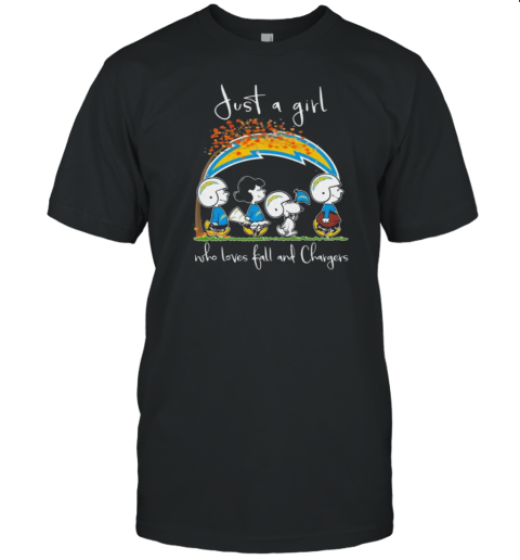 Peanuts Characters Just A Girl Who Loves Fall And Los Angeles Chargers 2024 T-Shirt