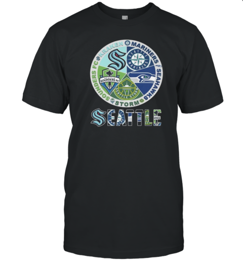 Seattle Kraken Mariners Storm Sounders Seahawks Logo 2024 T-Shirt