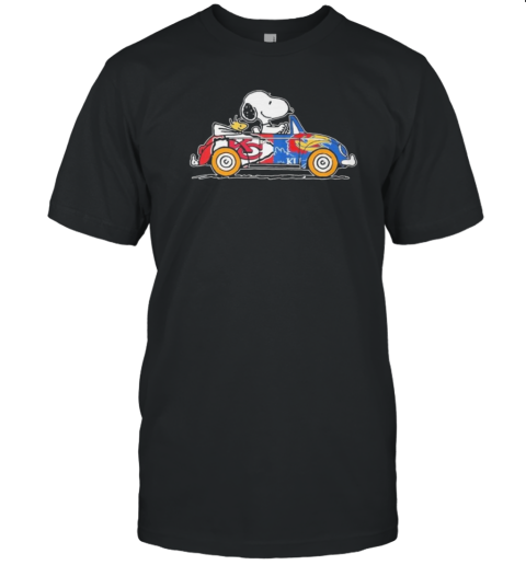 Snoopy And Woodstock Driver Car Chiefs And Jayhawks 2024 T-Shirt