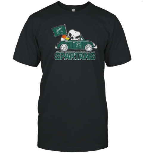 Spartans Peanuts Snoopy Car Cartoon Sports 2024 T-Shirt