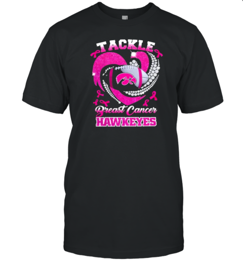 Tackle Breast Cancer Iowa Hawkeyes Diamond Heart T-Shirt