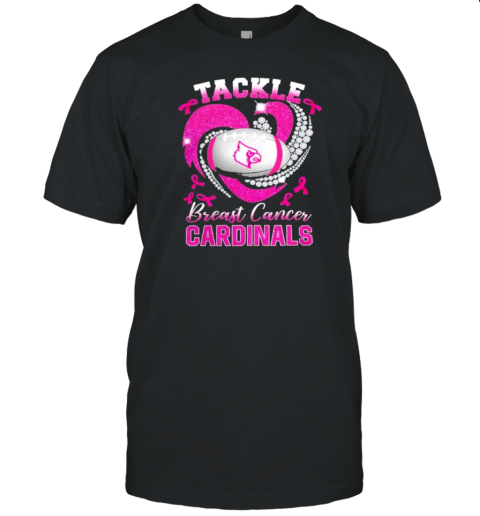 Tackle Breast Cancer Louisville Cardinals Diamond Heart T-Shirt